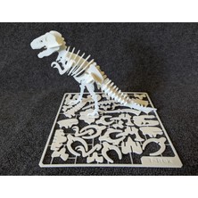 Özgürce 3D Puzzle Kiti, T-Rex ve Dinozor Temalı, Numaralı ve Standlı, Eğlenceli Set