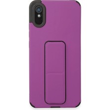 Newface Muratech New Xiaomi Redmi 9A Kılıf Mega Standlı Silikon - Mor