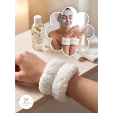 Sumicorn Design 2 Adet Beyaz Su Emici Peluş Yüz Yıkama Cilt Bakımı Spa Spor Bilekliği