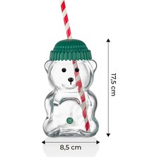 GUNKES Goggy Bear Fenomen Barista Cam Bardak Ayıcıklı Pipetli Matara Bardak