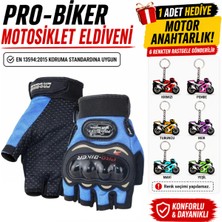 Probiker Pro-Bıker Darbeli Yarım Parmak Bedenli Motosiklet Eldiveni (Anahtarlık Hediyeli) En 13594:2015 Koruma Standardına Uygun