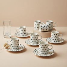 Güral Porselen Camelia 12 Parça 6 Kişilik Kalpli Kahve Fincan Takımı 6656