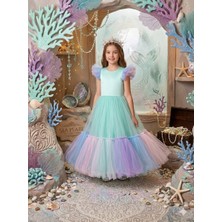 Lina Baby Bloomm Mint Yeşili Pastel Tüllü Kız Çocuk Prenses Elbise Özel Gün Abiye