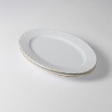 Güral Porselen Alfa 2 Parça 30 cm Kayık Tabak Mat Gold