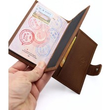 Willpolo Hakiki Deri Taba Rengi Pasaportluk ve Cüzdan Pasaport Kılıfı Büyük Boy Cüzdan