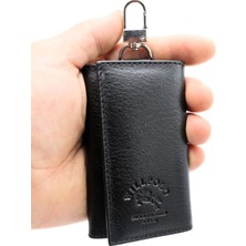 Willpolo Siyah Hakiki Deri Kemer Köprü Askılı Anahtarlık