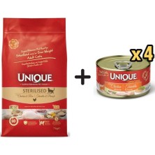 Unique Tavuklu Sterilised Yetişkin Kedi Maması 7 kg + 4 Adet Unique Gold Series Tavuklu Konserve Yaş Kedi Maması 85 gr