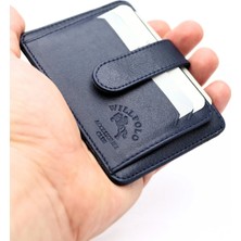 Willpolo Hakiki Deri Büyük Boy Kartlık Para Bölmeli Şeffaf Kimlik Bölmeli Lacivert Deri Kartlık Cüzdan 50