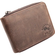 Willpolo Hakiki Deri Fermuarlı Cüzdan Fermuar Kapamalı Unisex Deri Cüzdan