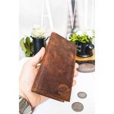 Willpolo Mıknatıs Kapaklı Hakiki Deri Açık Kahve Telefon Bölmeli Cüzdan