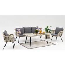 Divona Home Mineo Midi Bahçe Balkon Oturma Grubu (3+1+1+Masa)