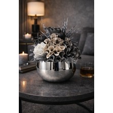 Mis Kitchen Modern Yapay Çiçek Aranjmanı Metal Saksılı Dekoratif Masa Üstü Çiçek Lüks Salon Ofis Dekoru