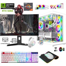 Apphirex TCW11 Ryzen 7 5700X 32GB 1tb M2 SSD RTX5060 27'' Curved 300Hz Sıvı Soğutmalı Beyaz Masaüstü Oyun Bilgisayarı