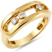 Zeya Kuyumculuk 14 Ayar Altın Messika Tarzı Yüzük