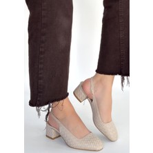 Shemard Dier Bej Cilt Topuklu Ayakkabı