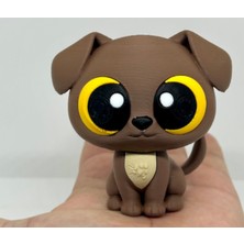 3D Baskı Zamanı Sevimli Büyük Gözlü Köpek Figürü - Çok Renkli 3D Baskı Dekoratif Biblo - Kahverengi Yavru Köpek Obje