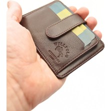 Willpolo Hakiki Deri Büyük Boy Kartlık Para Bölmeli Şeffaf Kimlik Bölmeli Kahverengi Deri Kartlık Cüzdan 50