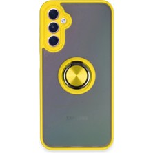 Newface Muratech New  Galaxy A24 4g Kılıf Montreal Yüzüklü Silikon Kapak - Sarı