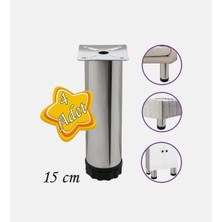 Skygo Mobilya Kanepe Baza Koltuk Dolap Ayarlanabilir  Metal Destek Yükseltici Ayağı 15 cm Krom (4 Adet)