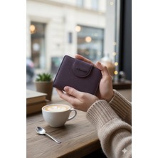 Willpolo Hakiki Deri Bozuk Para Bölmeli Mor Kadın Cüzdan Kartlık