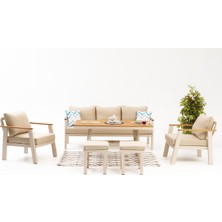 Divona Home Havana Alüminyum Bahçe Balkon Oturma Grubu (3+1+1+2 Puf+Masa)