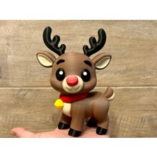 3D Baskı Zamanı Kırmızı Burunlu Ren Geyiği Rudolph - 3D Yazıcı Tasarım Yılbaşı Biblosu - Sevimli Geyik Figürü