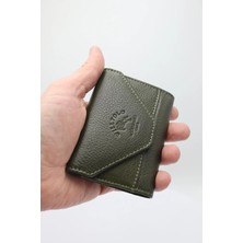 Willpolo Hakiki Deri Cover 12 Bölmeli Yeşil Akordiyon Kartlık Zarf Model Kredi Kartlık