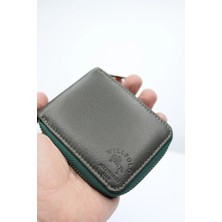 Willpolo Hakiki Deri Şeffaf Kartlıklı Fermuarlı Yeşil Cüzdan Kartlık