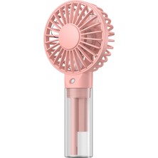 Warmco K31 Su Püskürtmeli Şarjlı El Vantilatörü Taşınabilir Masaüstü Standlı 3 Kademeli Serinletici Mini Soğutucu Fan Pembe