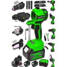Stanrayf Alman Coper Sök Tak 5 Kafalı Süper Set Darbeli Matkap Testere Taşlama Somun Sökme Hilti Çift Akü