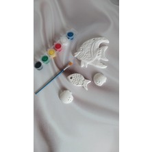 Özgürce Kendin Yap Boyama Kiti ile Renkli Balık Obje Hediye Seti