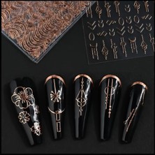 Özgürce 3D Bronz Tırnak Yapışkanı Evde Kendin Yap Stiker Seti