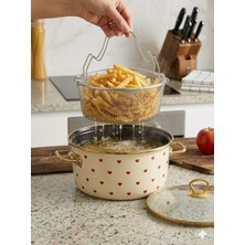 Mis Kitchen 22 cm Kızartma Tenceresi Sepetli Emaye Tencere Derin Tencere Patates Kızartma Tenceresi