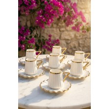 Acar Ridge 6 Kişilik Porselen Kahve Fincanı Takımı - 90 ml