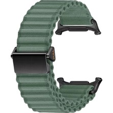 Caseonn Samsung Galaxy Watch Ultra 2025 Kordon Titanyum Tokalı Alpin Kumaş Kayış Yeşil