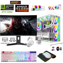 Apphirex TCX57 Ryzen 5 7500F 16GB Ddr5 512GB M2 SSD RTX5060 27'' Curved 300Hz Beyaz Sıvı Soğutmalı Masaüstü Oyun Bilgisayarı