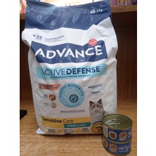 Advance Sensitive Somonlu Hassas Kısırlaştırılmış Kedi Maması 3 Kg+3 Adet 85 Gram Alpha Somonlu Kedi Konserve