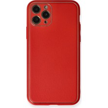 Newface Muratech New Iphone 11 Pro Max Kılıf Coco Deri Silikon Kapak - Kırmızı