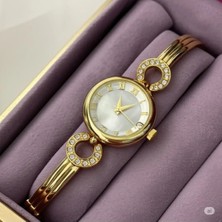 Famemus Accessory Kristal Halka Altın Renk Bileklik Kol Saati
