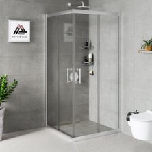 Kupon Duş ve Banyo Sistemleri Vesta D100 Kare Duşakabin Parlak Profil Şeffaf Cam H: 190 cm