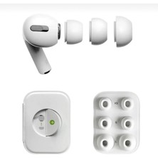 M.TK Moveteck Apple Airpods Pro 3 Uyumlu Anc Delikli 3 Çift Xs, S, L Silikon Yedek Kulaklık Ucu Kulaklık Tıkacı Beyaz