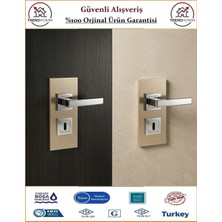 Gross Avm Lama Rozetli İç Oda Kapı Kolu - Nikel - 1 Takım Ön ve Arka