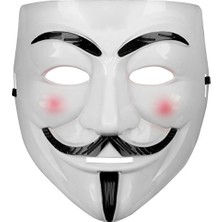 İlanib Ticaret Beyaz Pembe Yanaklı V For Vendetta Maskesi