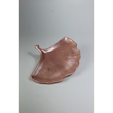 Lusora Design Ginkgo Metalik Dekoratif Yaprak Tabak | Mumluk, Takı Tabağı, Organizer