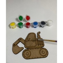 Özgürce Çocuklar Için Ahşap Kendin Yap Iş Makineleri Boyama Seti, Eğitici Montessori