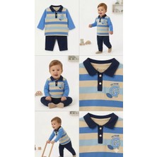 Bemy Store 6/24 Ay Yakalı Düğme Detaylı Bebek Takımı