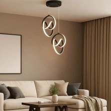Nehir Trend 2'li Siyah Sarkık Power Beyaz Ledli Avize Modern LED Avize
