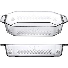 4 Adet Paşabahçe Gravürlü Borcam Dikdörtgen