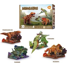 4 Adet   Matrax Plaka Puzzle Dinazor 4'lü Set