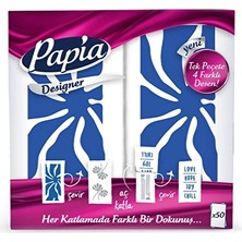 3 Adet Papia Designer Desenli Peçete 50'li